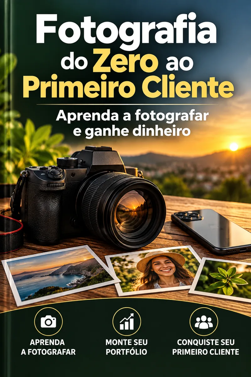 Capa do ebook Fotografia do Zero ao Primeiro Cliente: aprenda a fotografar e ganhe dinheiro